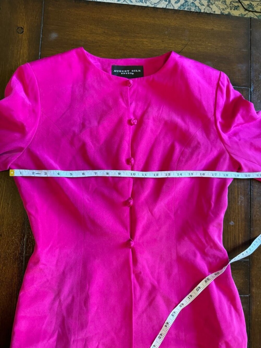 Vintage August Silk Sheath Dress Suit Set Fuchsia Pink Professional Office 8 - Picture 12 of 15